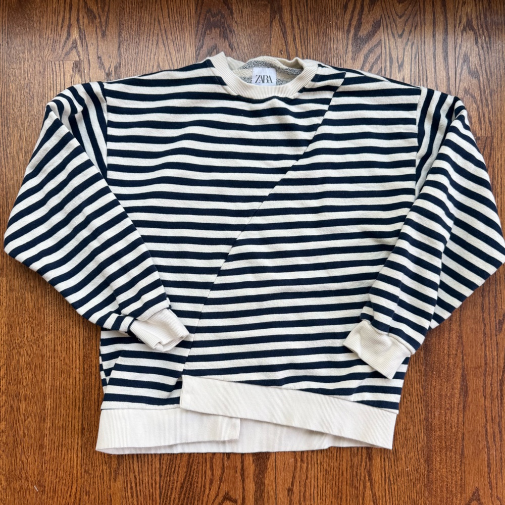 Zara Asymmetrical Striped Sweatshirt 11-12 Years